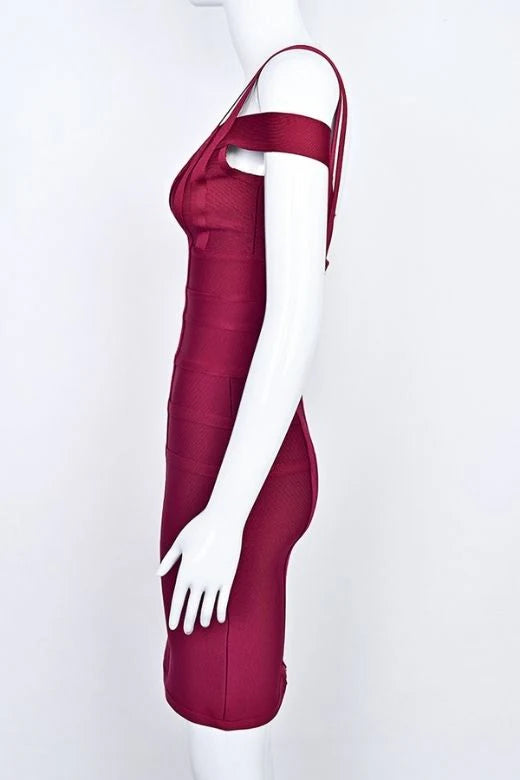 Sia Bandage Dress Red Wine