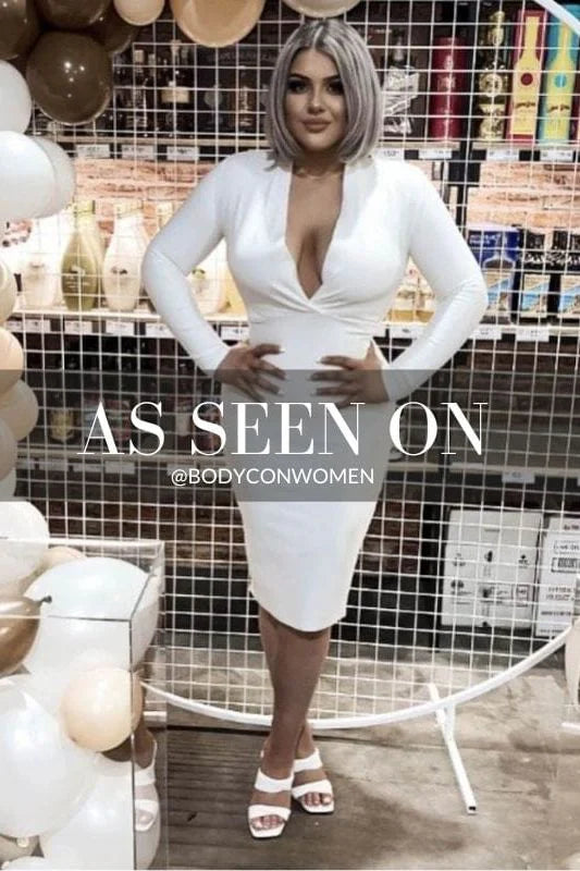 Blaire Long Sleeve Bandage Dress White Pearl Sale