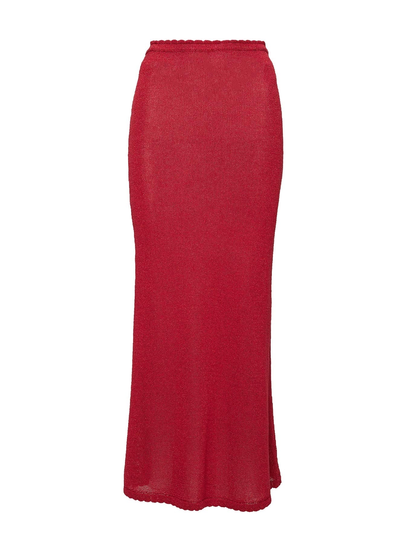 Hugs Kisses Knit Maxi Skirt Red