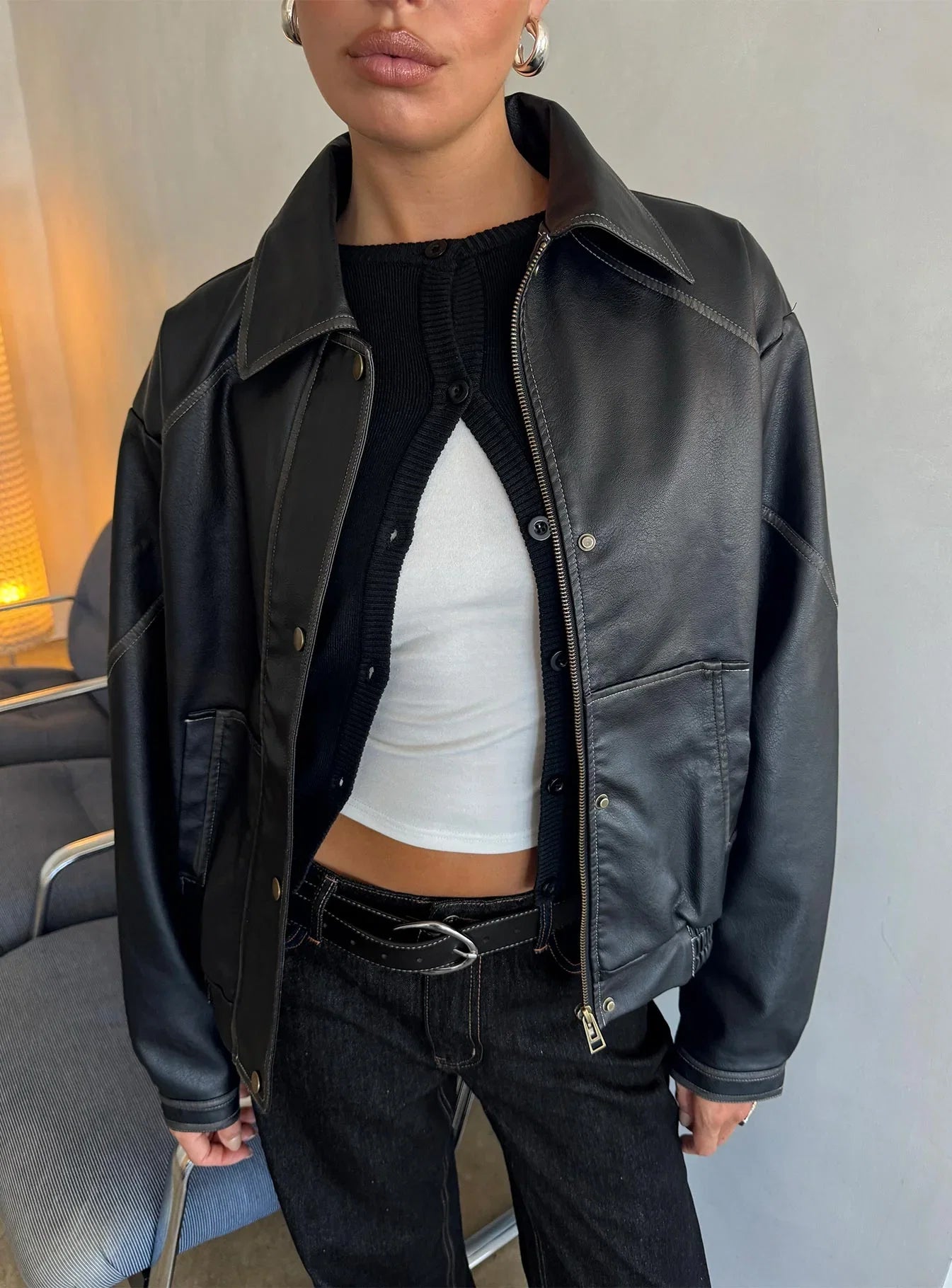 Jaxton Faux Leather Jacket Black