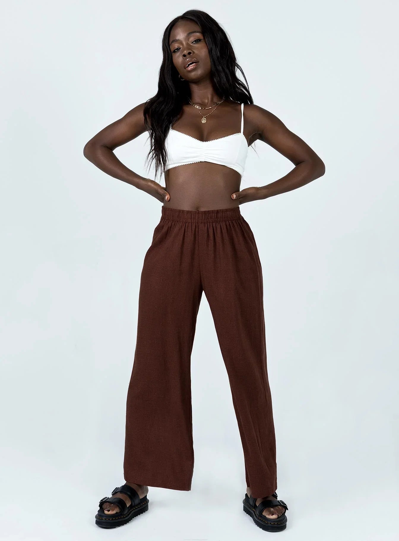 Louis Linen Blend Pants Brown