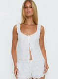 Love of Mine Scoop Anglaise Sleep Cami Top White