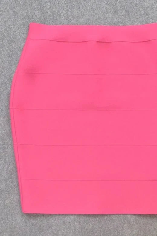 High Waist Bandage Striped Mini Skirt Hot Pink