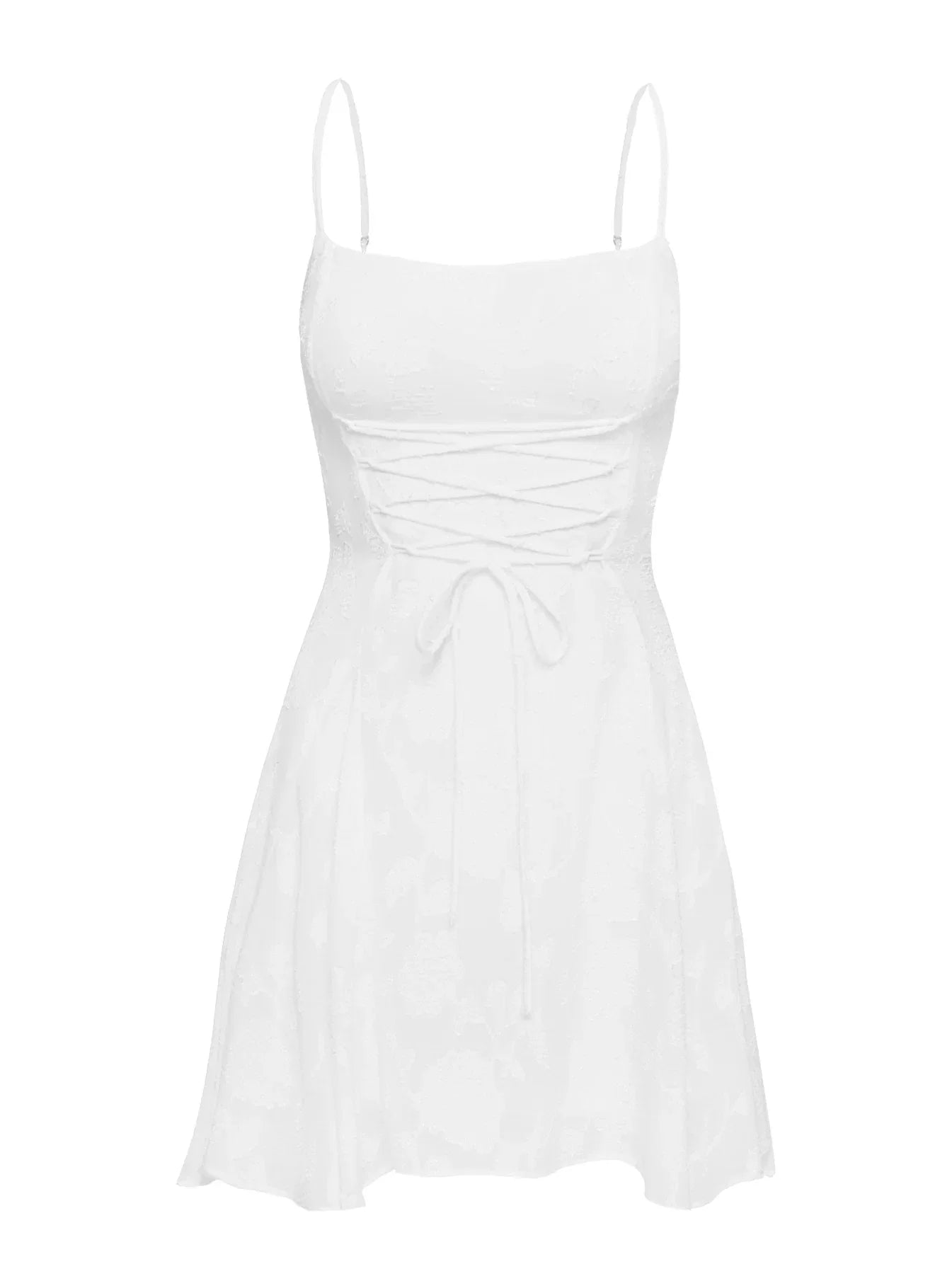 Wispie Lace Up Mini Dress White