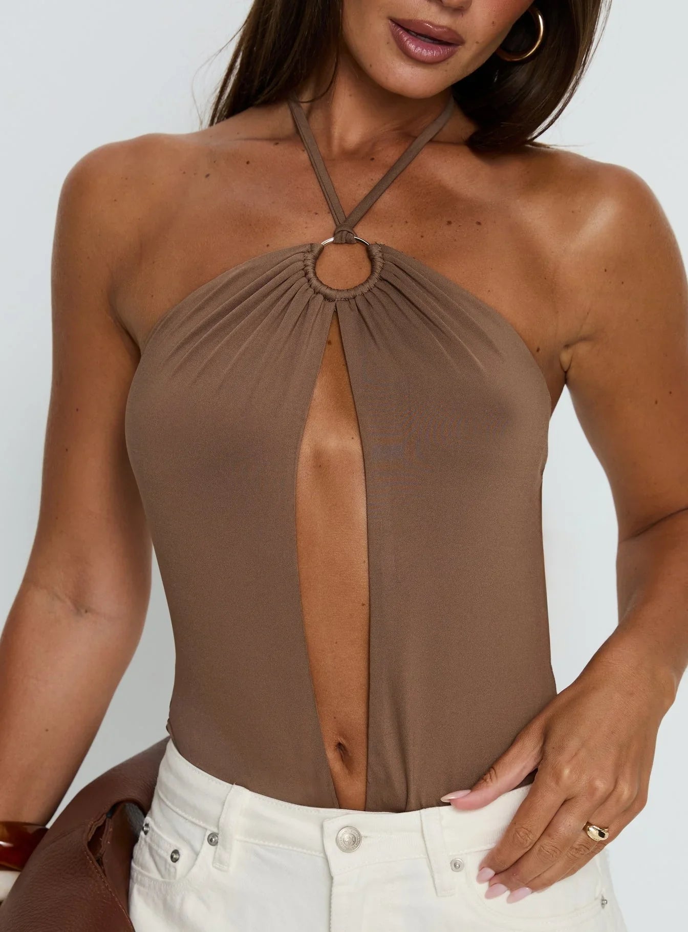 Damiana Cut Out Bodysuit Brown