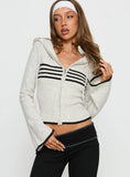 Brandea Zip Through Knit Hoodie White Marle