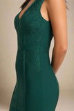 Noa V Neck Bodycon Dress Emerald Green