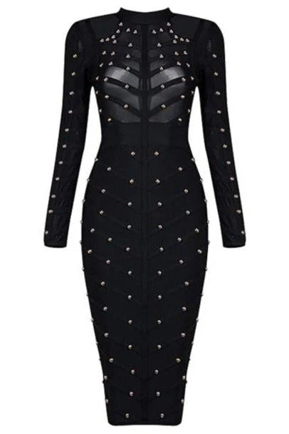 Rosa Long Sleeve Bodycon Dress Classic Black Sale