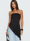 Lamia Strapless Asymmetrical Top Black