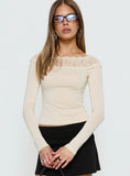 Breiann Lace Off Shoulder Long Sleeve Top Butter