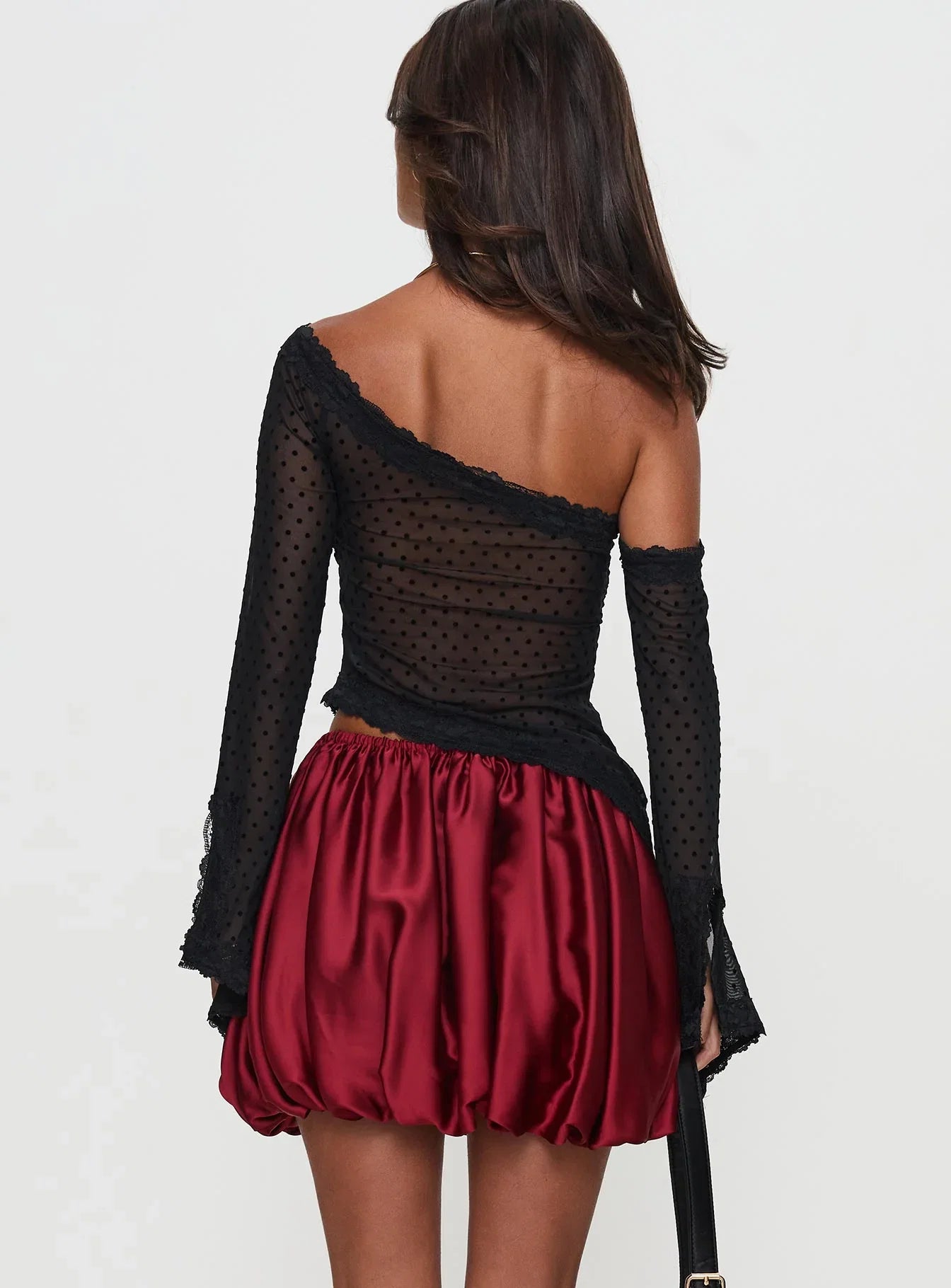 Rubee Bubble Hem Mini Skirt Red