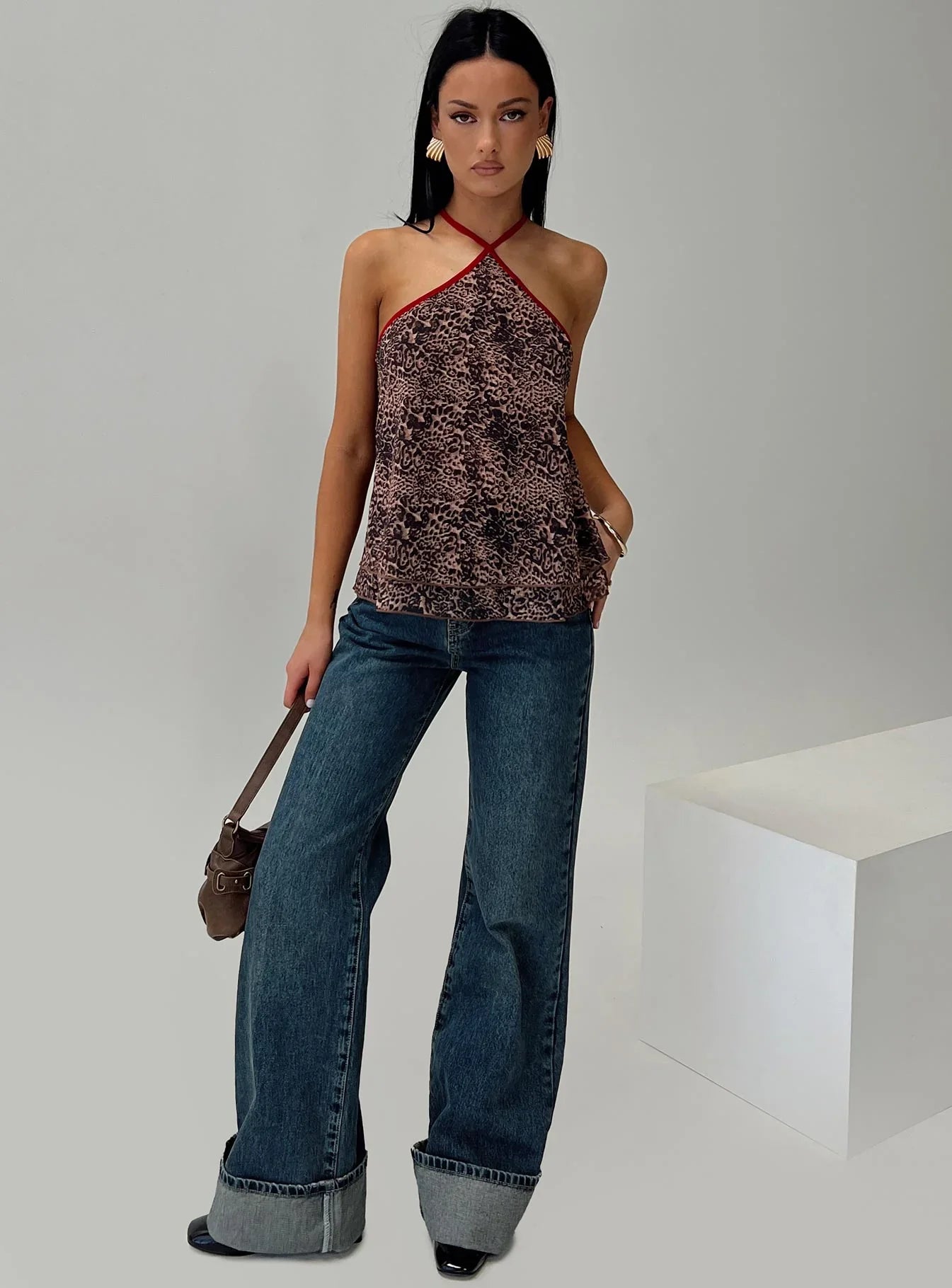 Florida Keys Mid Rise Straight Leg Cuffed Jeans Mid Blue