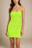Cassie Bodycon Wrap Mini Dress Neon Green