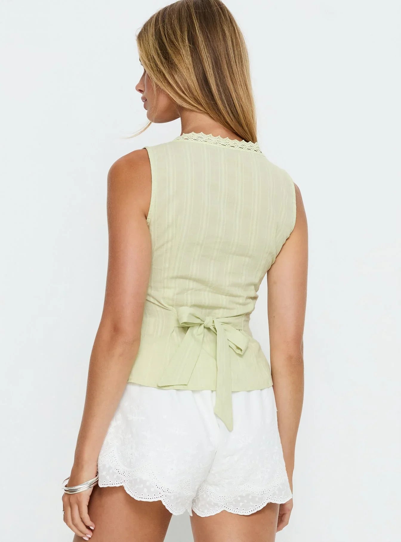 Zaylenna Lace Pleated Top Sage