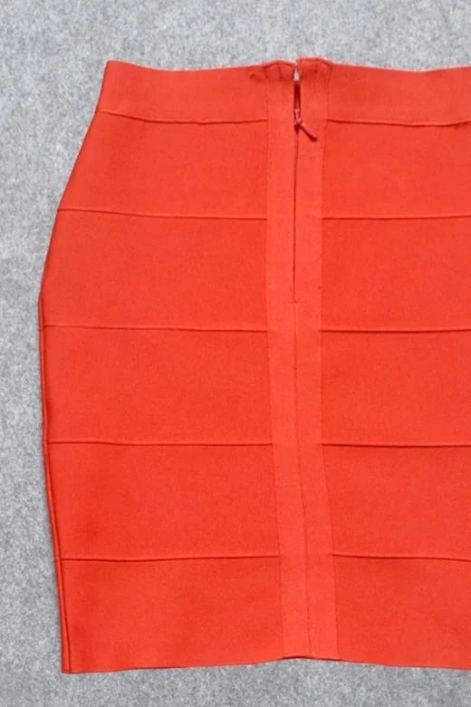 High Waist Bandage Mini Skirt Lipstick Red
