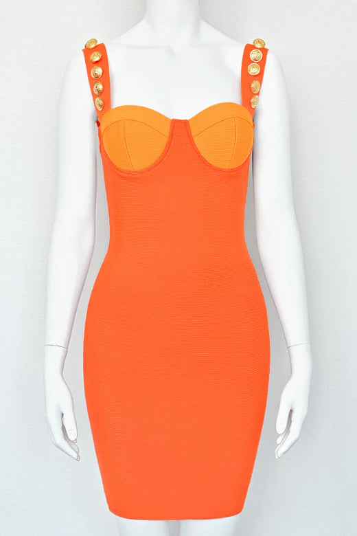 Kiki Bandage Mini Dress Apricot Orange