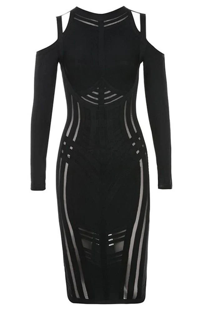 Amelia Long Sleeve Bandage Dress Classic Black