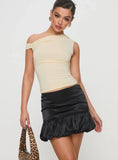 Ravioli Bubble Hem Mini Skirt Black