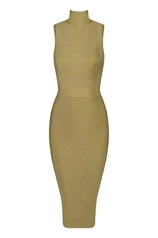 Grace Bandage Midi Dress Olive Green Sale