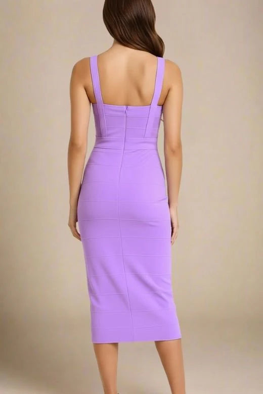 Heidi Bandage Midi Dress Violet Purple