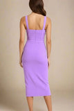 Heidi Bandage Midi Dress Violet Purple