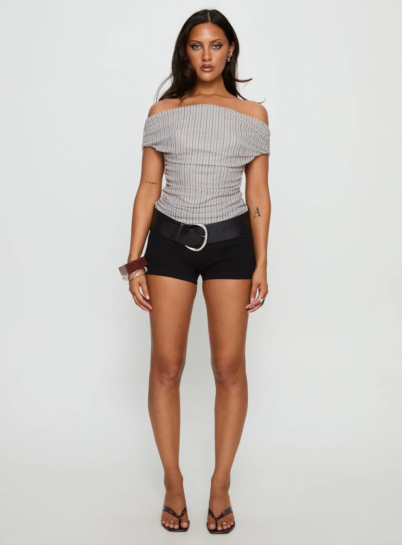 Hailley Off Shoulder Top Stripe