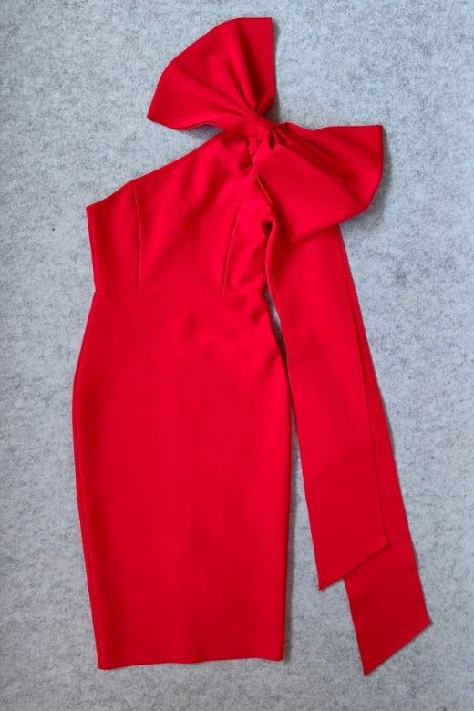 Lela Long Sleeve Bandage Midi Dress Lipstick Red
