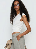 Cloud Tempo Boat Neck Cinched Knit Top White