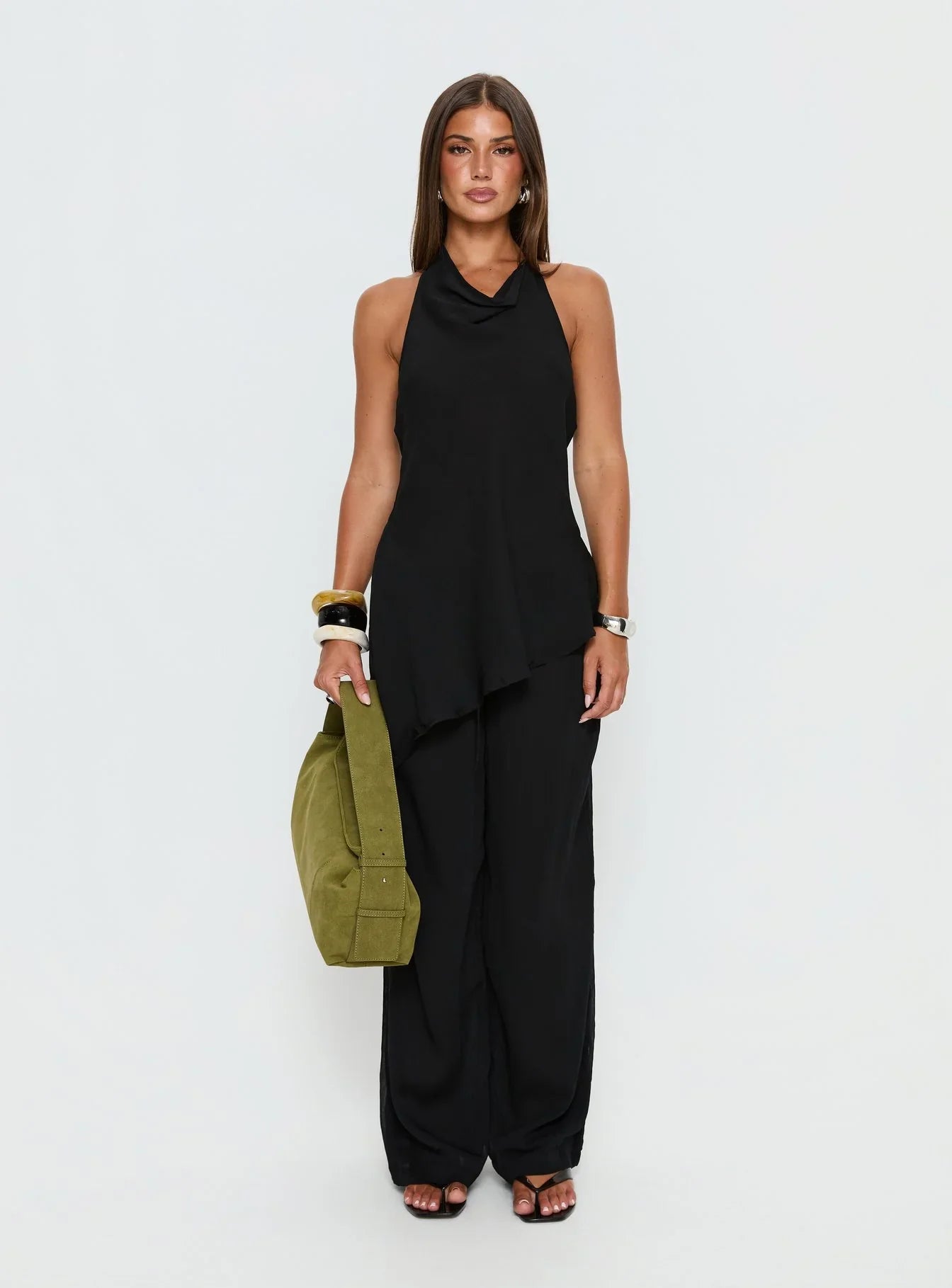 Emorisa Mid Rise Chiffon Pant Black