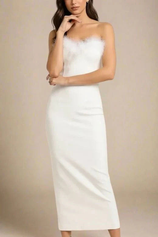 Erin Bandage Maxi Dress White Pearl