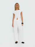 Angellina Jersey Button Down Top White