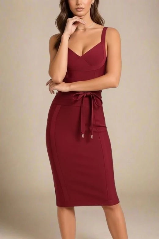 Bek Bandage Dress Red Wine