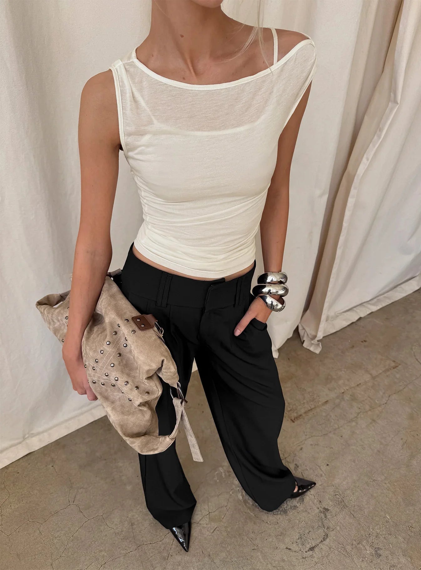 Skaia Layered Sheer Top Cream