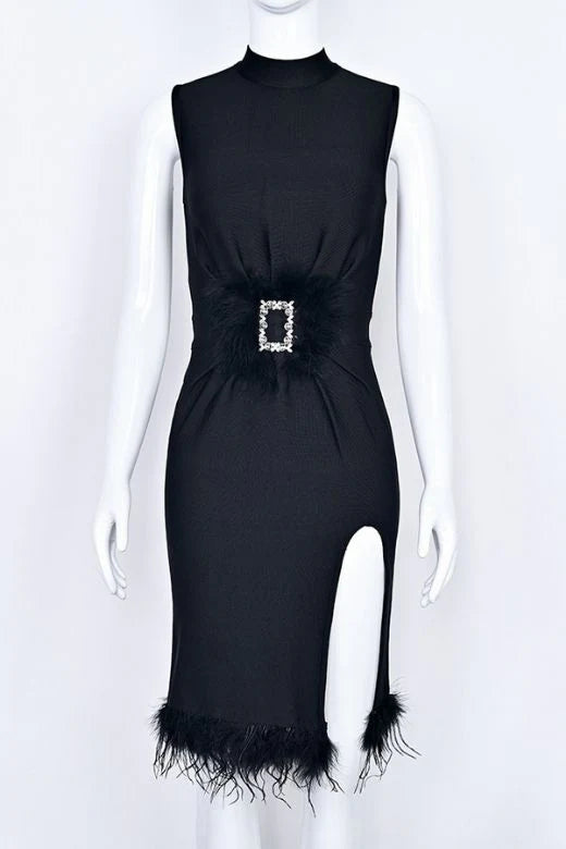 Erin High Neck Bandage Dress Classic Black