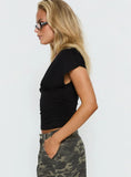 Mattey Cinched V Neck Top Black
