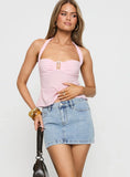 Nickei Denim Mini Skirt Light Wash Petite