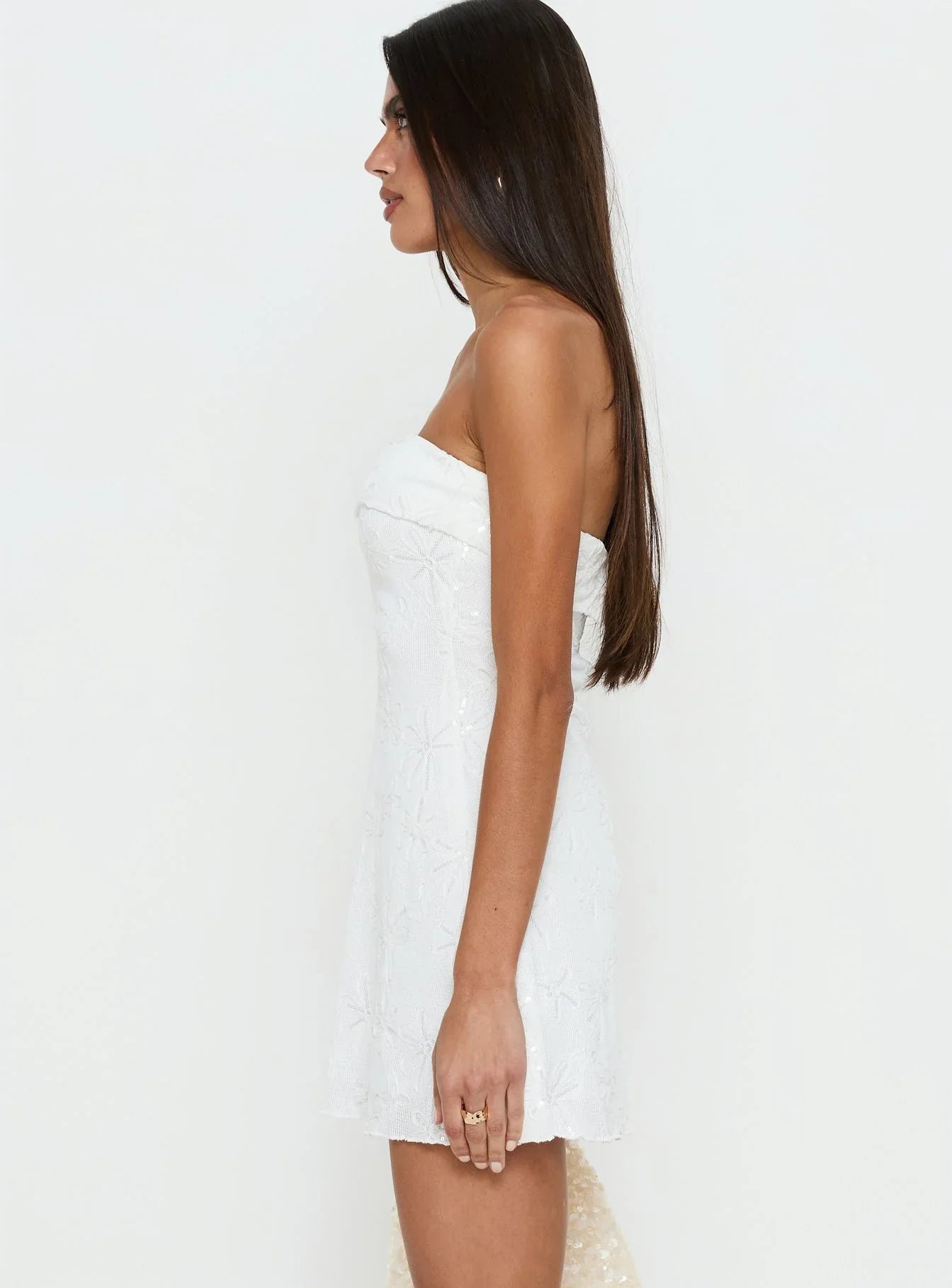 Graces Strapless Mini Dress White