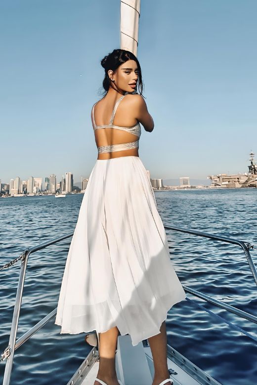Ang Bandage Leather Crop Top Gold
