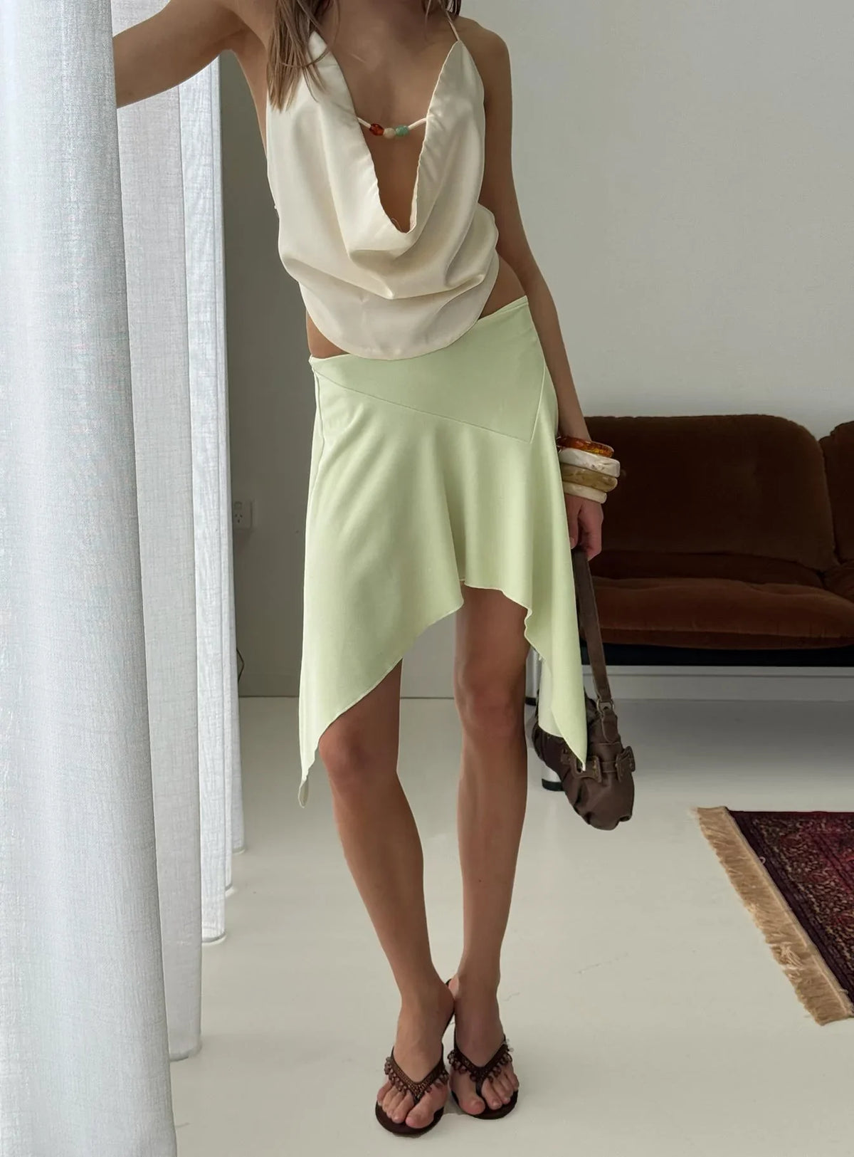 Daelen Waterfall Midi Skirt Mint