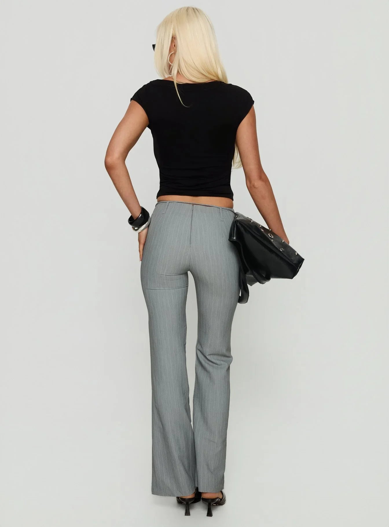 Joanah Tie Waist Pant Grey Pinstripe
