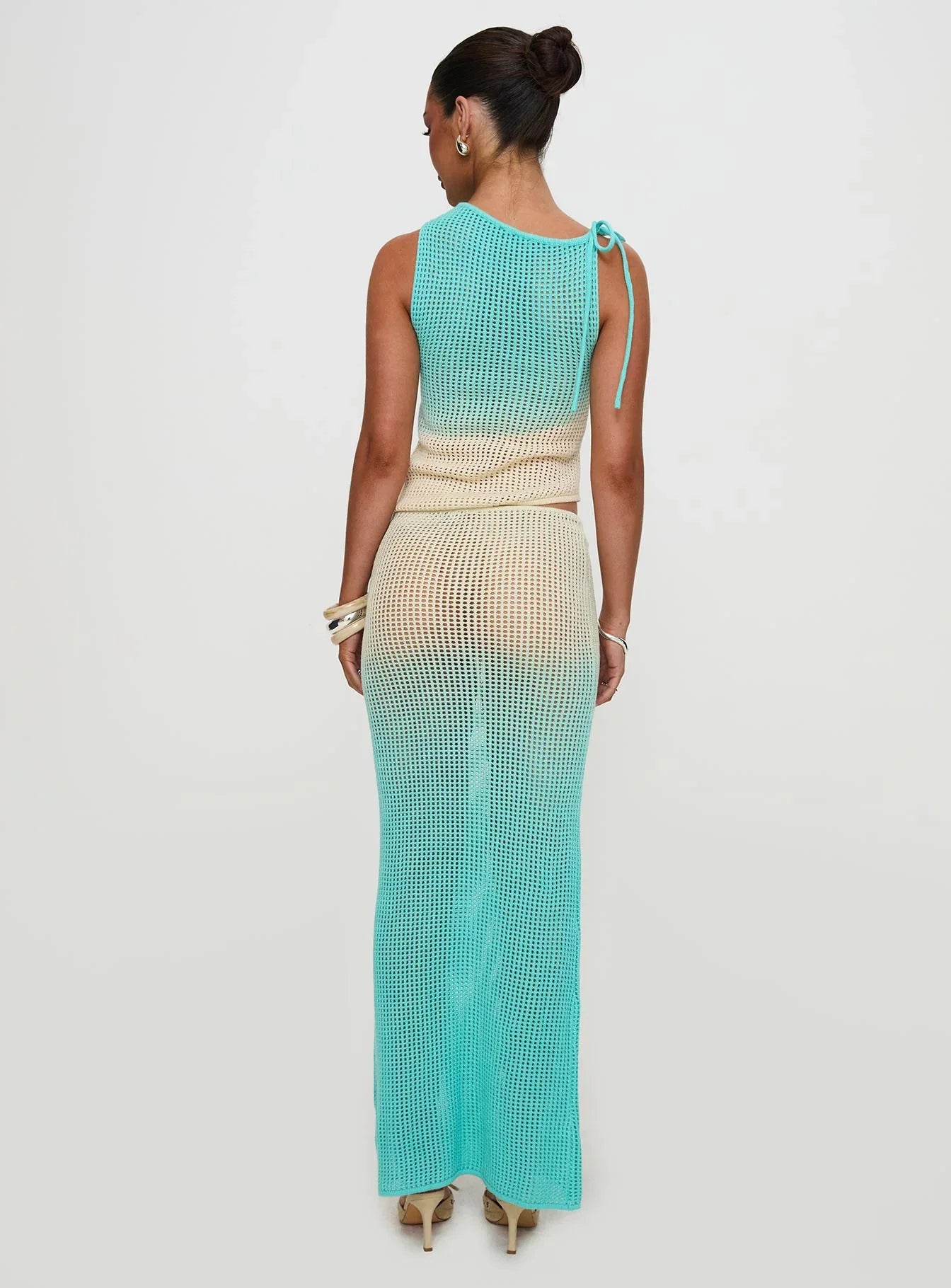 Auralia Knit Maxi Skirt Blue Cream