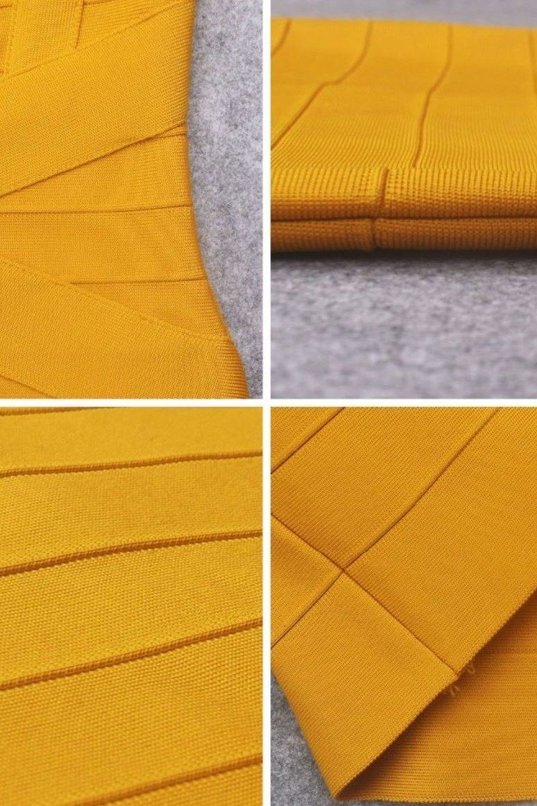 Heidi Bandage Mini Dress Mustard Yellow