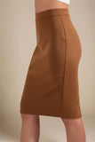 Pencil High Waist Bandage Knee Length Skirt Tan Brown