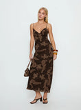 Jemimah V Neck Maxi Dress Brown Paisley