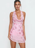 Longer Daylight Cowl Halter Playsuit Pink