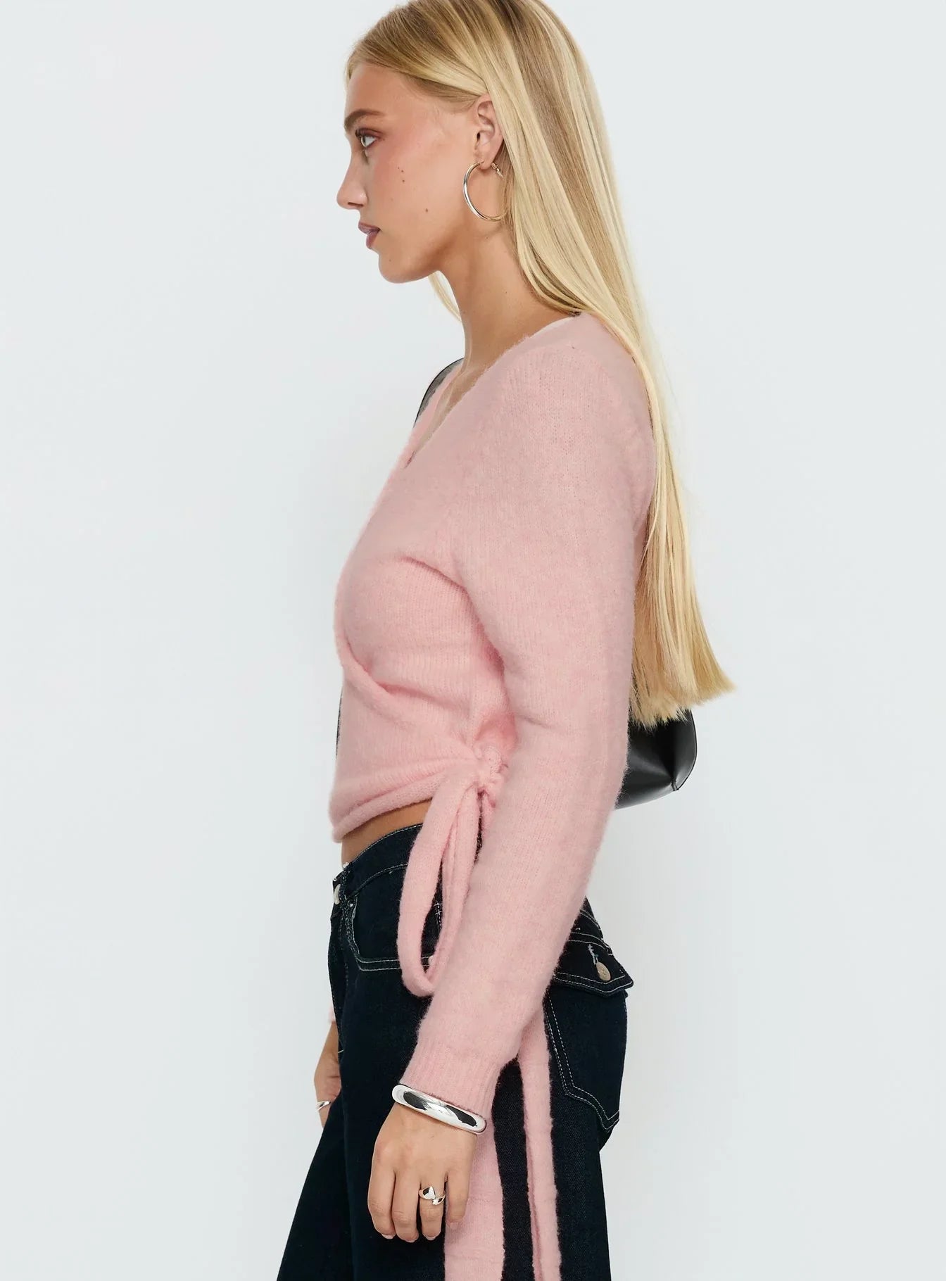 Tonee Wrap Knit Cardigan Pink