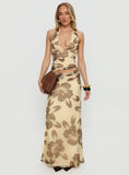 Roselin Mesh Maxi Skirt Brown Floral