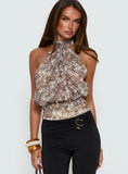Faythe High Neck Tie Top Paisley
