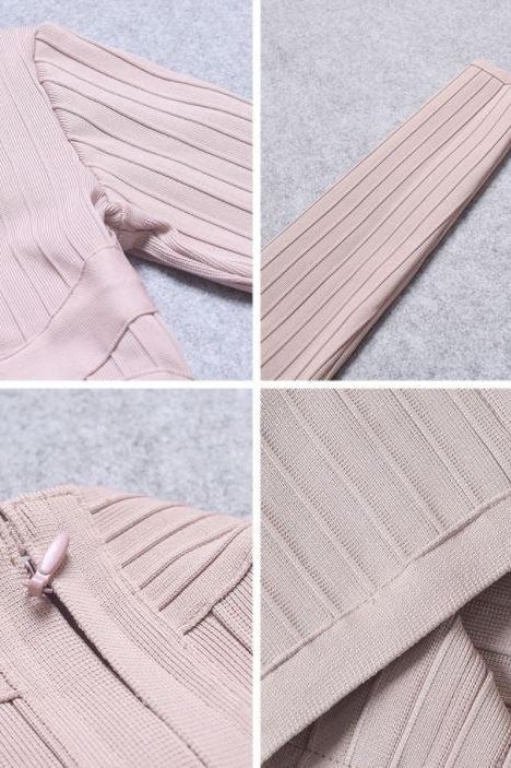 Jane Long Sleeve Bodycon Midi Dress Nude Sale