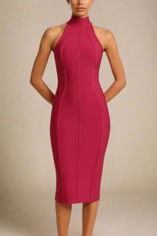 Lea Bandage Midi Dress Red Wine